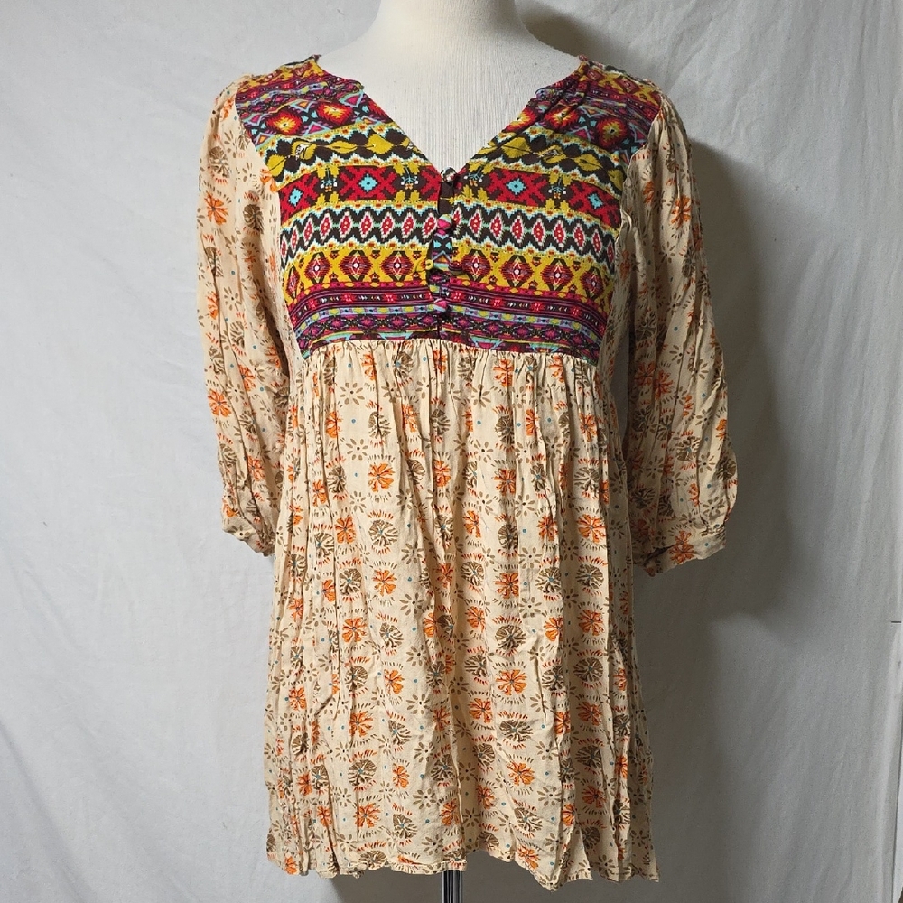 Umgee Colorful Boho Tunic Dress Small